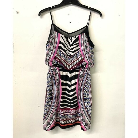 Express Womens Multi Color Animal Printed V Neck Sleeveless Mini Dress - Picture 1 of 4
